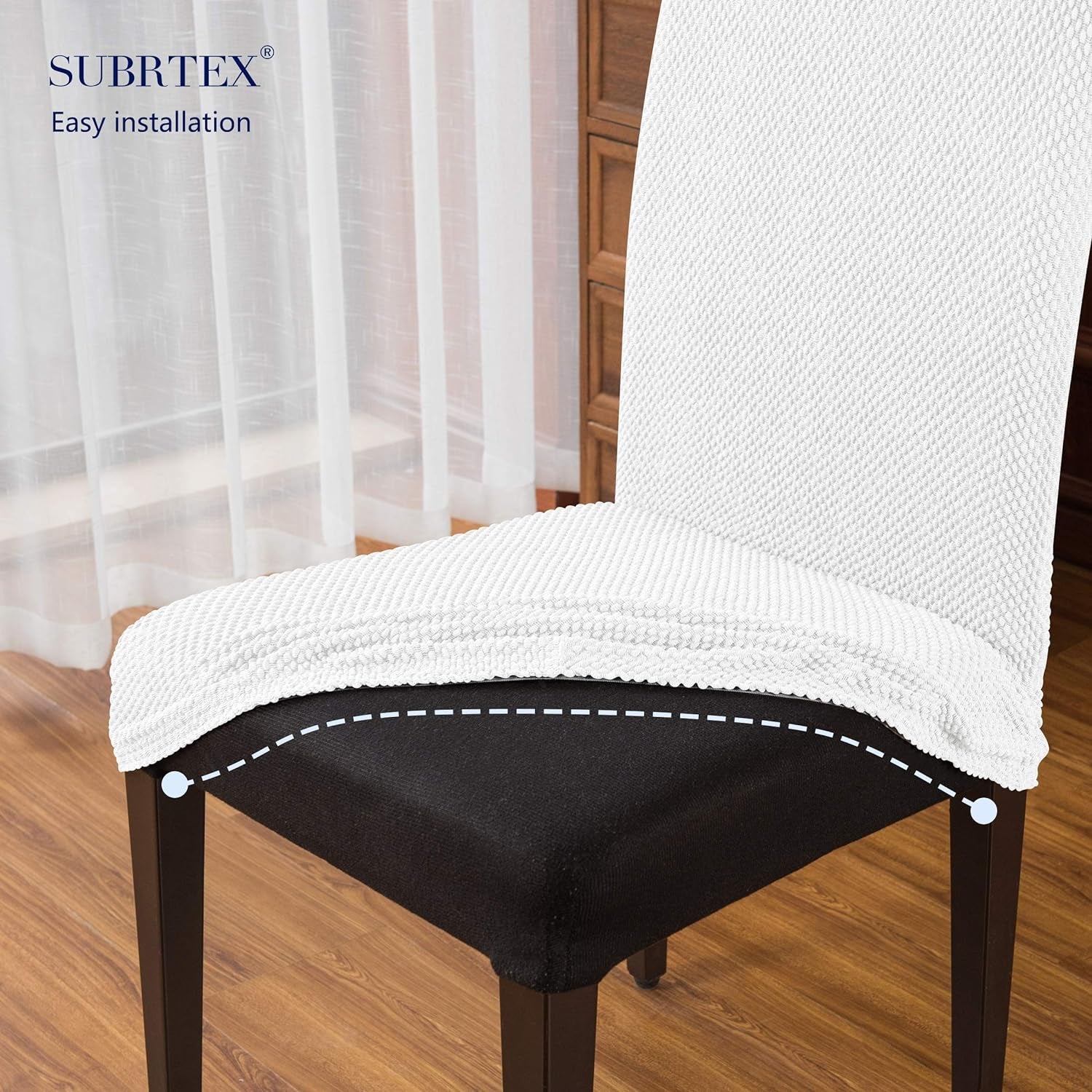 Dining Room Chair Slipcovers Parsons Chair Covers Set of 4 Stretch Dining Chair Covers Removable Washable Kitchen Chair Covers Chair Protector Covers for Dining Room,Party,Hotel(Creme)