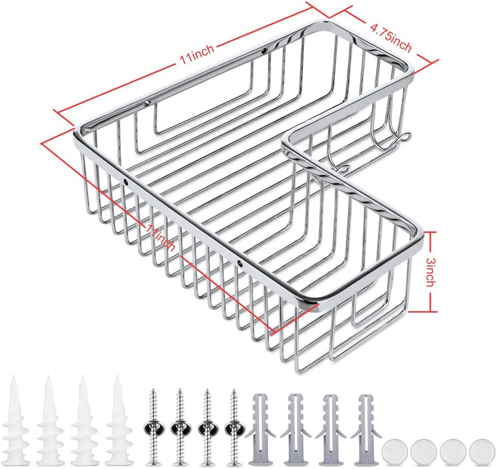 SB1002PC Shower Corner Shelf ,Shower Caddy Stainless Steel Rustproof,Soap Caddy Shower Organizer Wall Mounted Basket ,Polished Finish