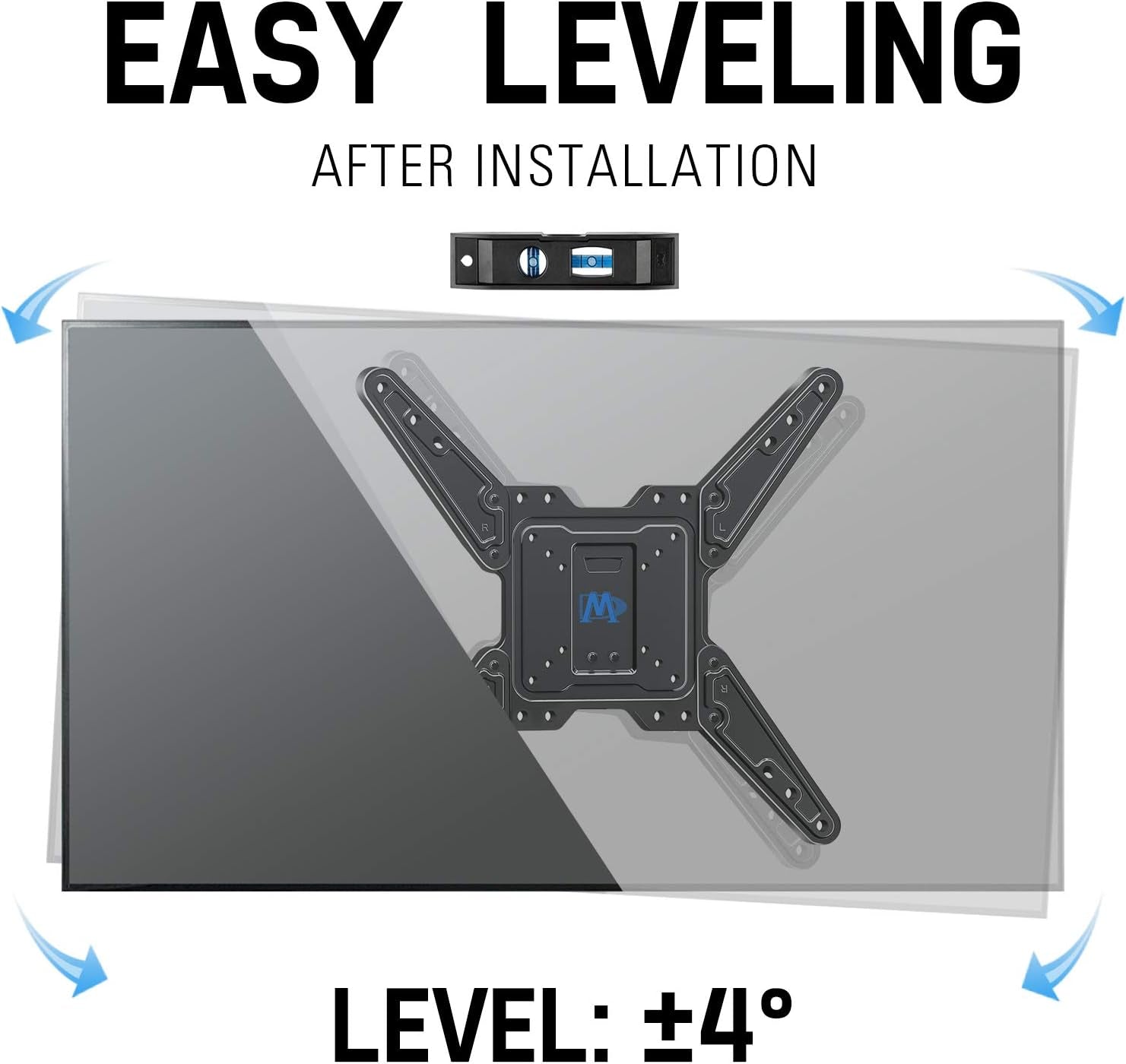 Full Motion TV Wall Mount Bracket for 26-55 Inch Tvs, Swivel TV Wall Mount Bracket with TV Center Design & Extend 16.7 Inch, up to VESA 400X400Mm and 77LBS