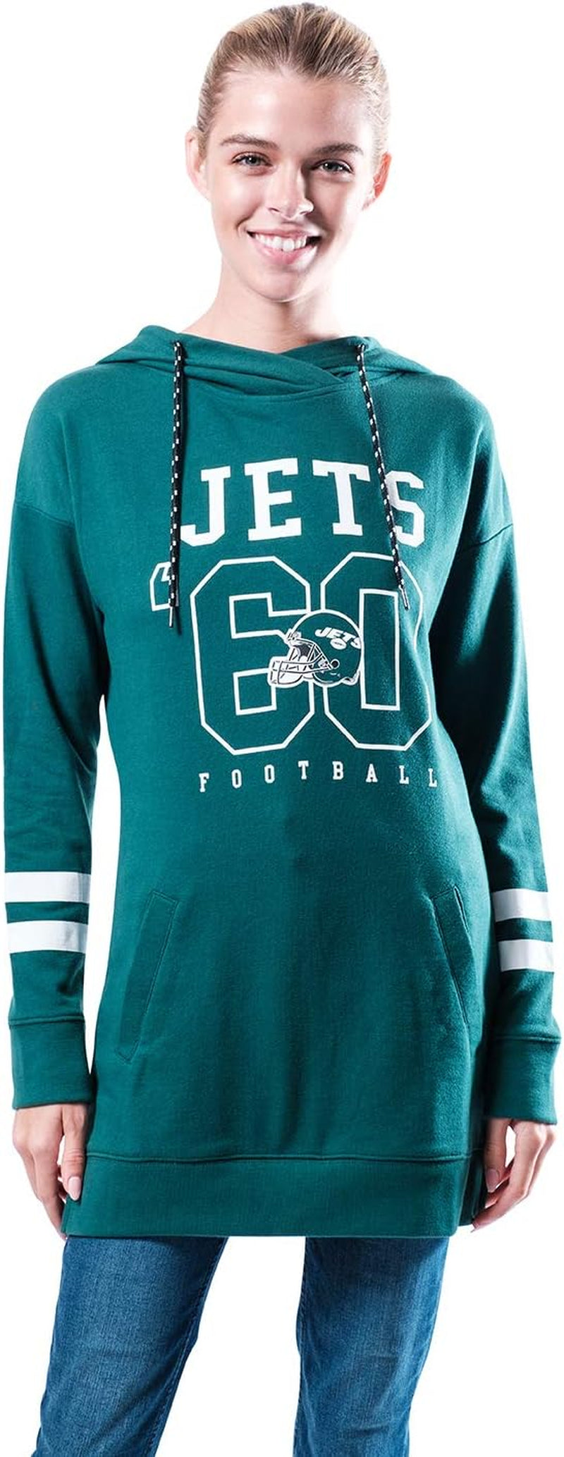 NFL Womens Soft French Terry Tunic Hoodie Pullover Sweatshirt