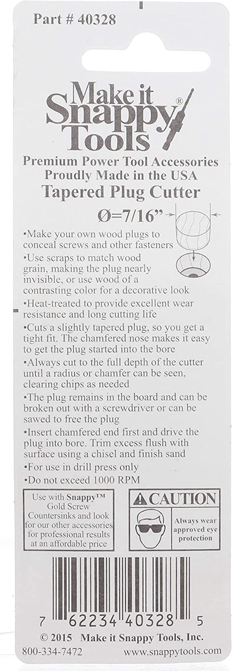 Tools 7/16" Tapered Plug Cutter