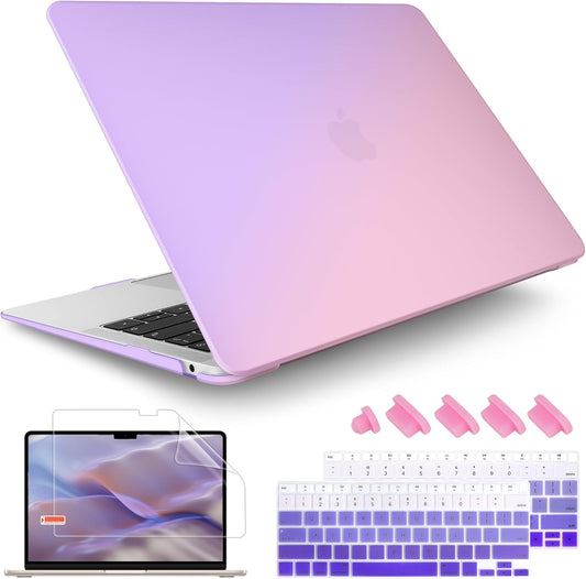 Compatible with New Macbook Air 13 Inch Case 2021 2020 2019 2018 Releaes A2337 M1 A2179 A1932,PC Hard Shell for Retina Dispaly Fits Touch ID, Gradient Purple