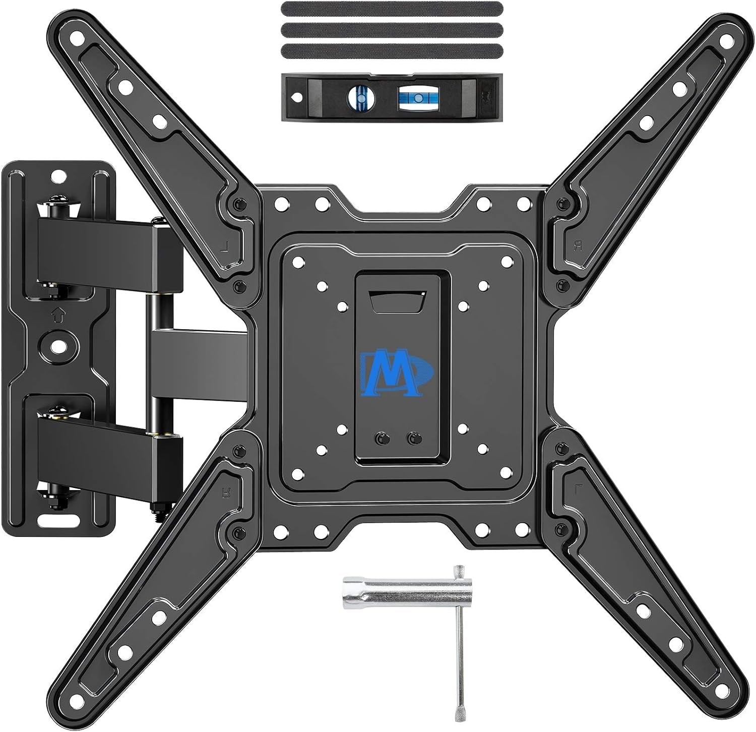 Full Motion TV Wall Mount Bracket for 26-55 Inch Tvs, Swivel TV Wall Mount Bracket with TV Center Design & Extend 16.7 Inch, up to VESA 400X400Mm and 77LBS