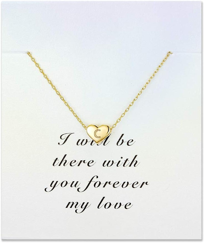 Initial Letter Necklace for Women Gifts Necklaces for Teen Girls 18K Gold Personalized Cute Heart Choker Necklace with Nice Gifts Box