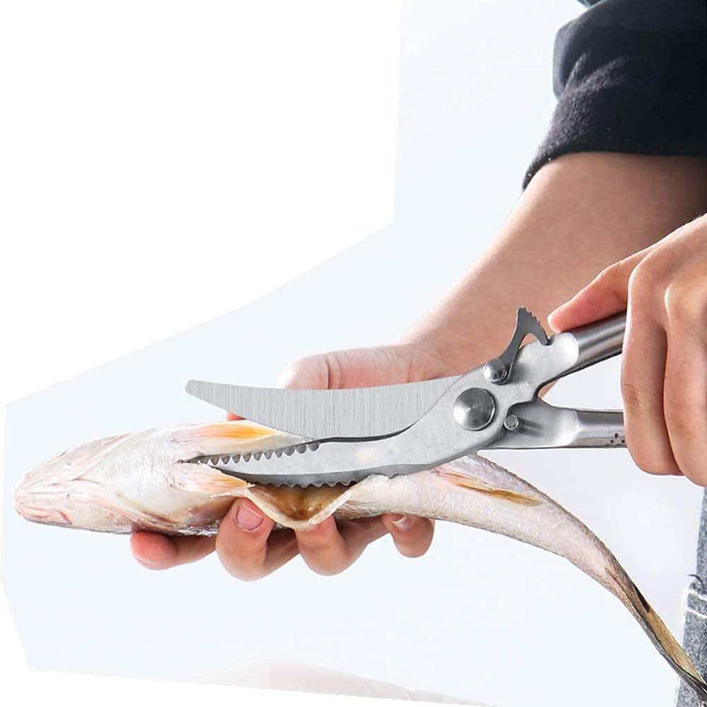 Kitchen Scissors Heavy Duty, Stainless Steel Poultry Shears Multifunctional, Premium Spring Loaded Food Scissors for Cutting Bone, Chicken, Fish, Seafood, Meat, Vegetables and so On.