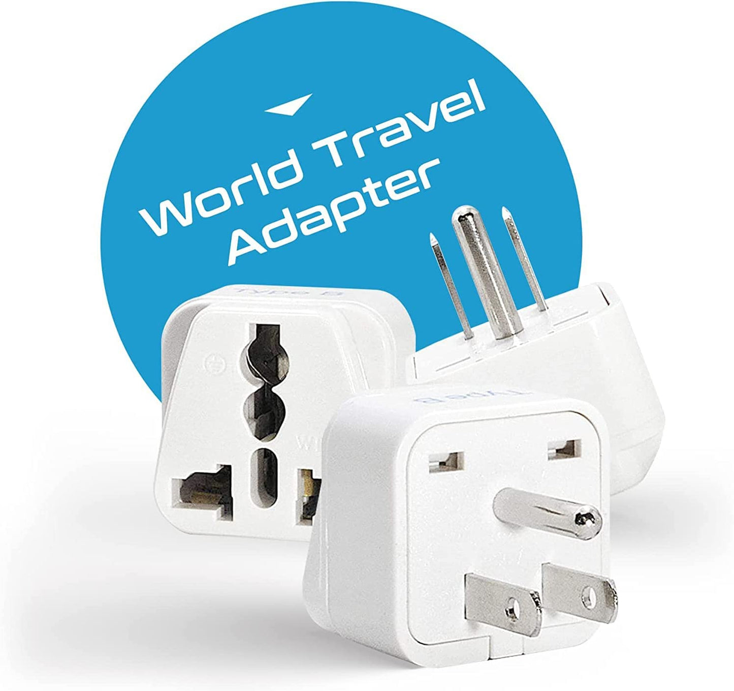 Adapter Plug Set for World Wide International Travel Use - Grounded Safe - Works with Cell Phones, Chargers, Batteries, Camera, and More