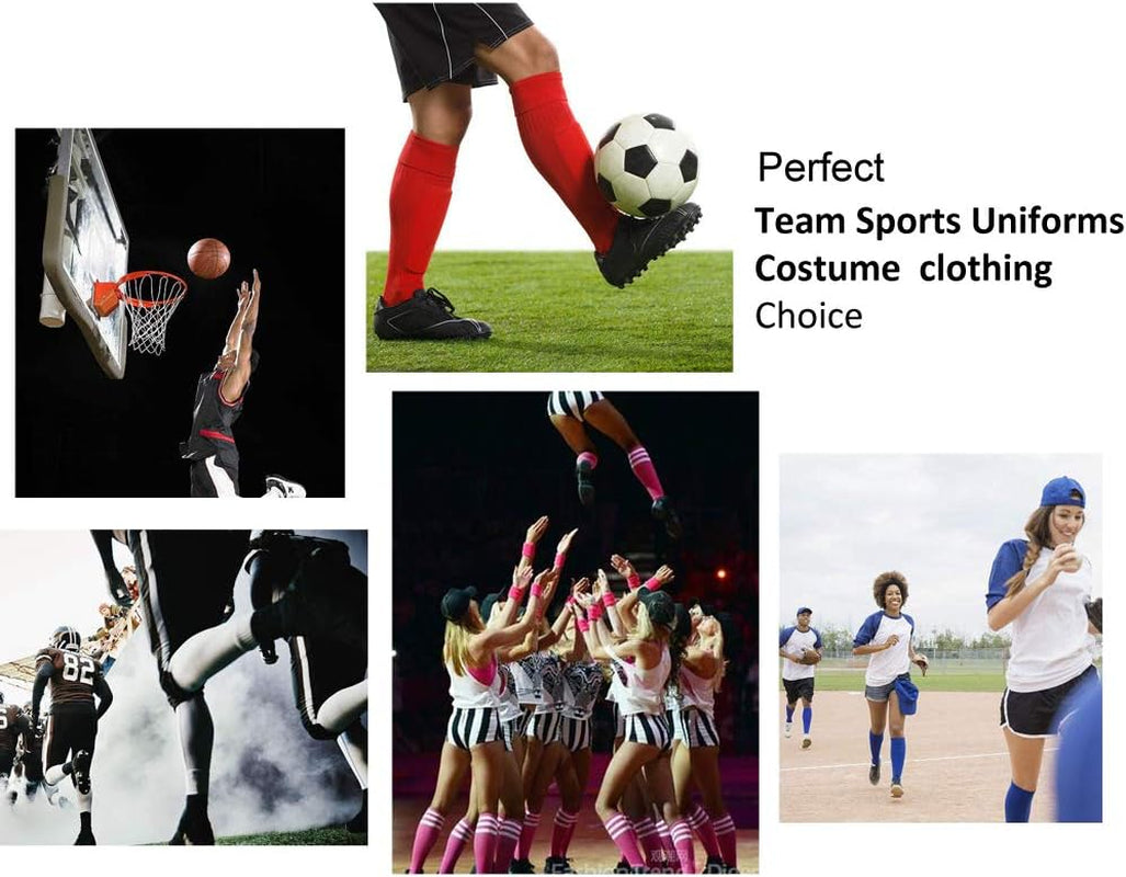 Soccer Tube Socks, Unisex Football Knee High Socks with Stripes