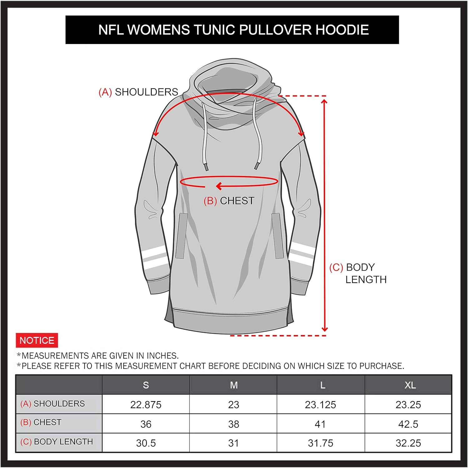 Women'S Tunic Hoodie Pullover Sweatshirt Terry