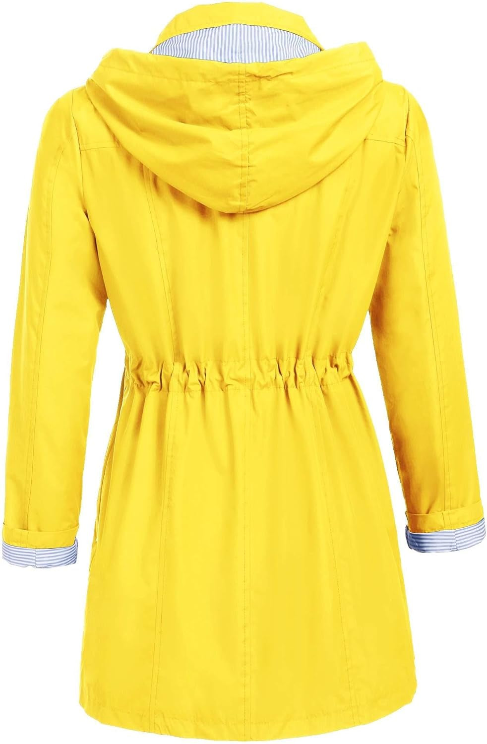 Raincoat Waterproof Lightweight Rain Jacket Active Outdoor Hooded Windbreaker for Women (Yellow, S)