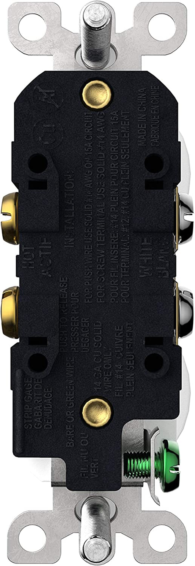 15A Tamper Resistant Duplex Receptacle, 125V, 3-Wire Safety First Multi Plug Outlet, 15 AMP Child Safe Residential Grade L/DLC Premium Listed (201001-White)