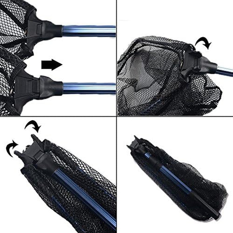 Collapsible Fishing Net Fish Landing Net, Folding Aluminum Handle (17-40 Inches), Durable Nylon Material Mesh (Hoop 14 X 16 X 14-Inch Deep)