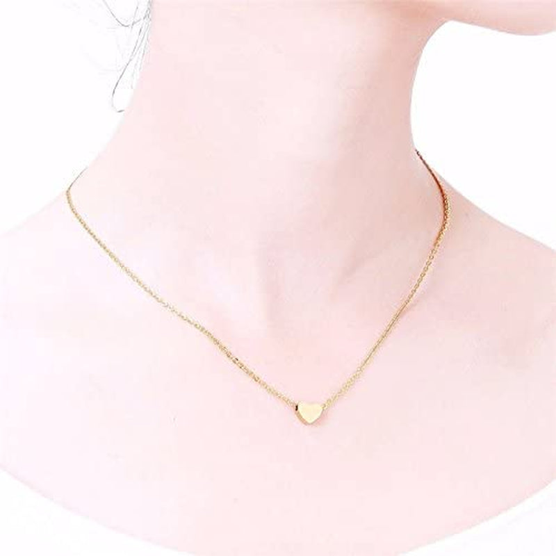 Gold M Initial Heart Necklace Handmade Dainty Personalized A-Z Letter Heart Choker Necklace Gift for Women Necklace Jewelry Gift(M)