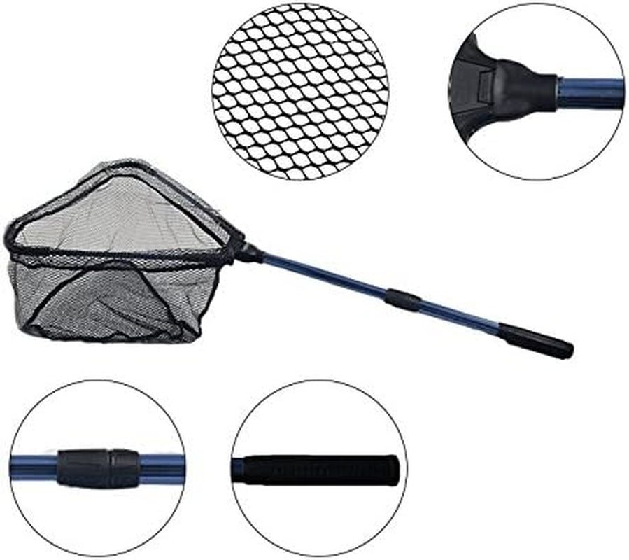 Collapsible Fishing Net Fish Landing Net, Folding Aluminum Handle (17-40 Inches), Durable Nylon Material Mesh (Hoop 14 X 16 X 14-Inch Deep)