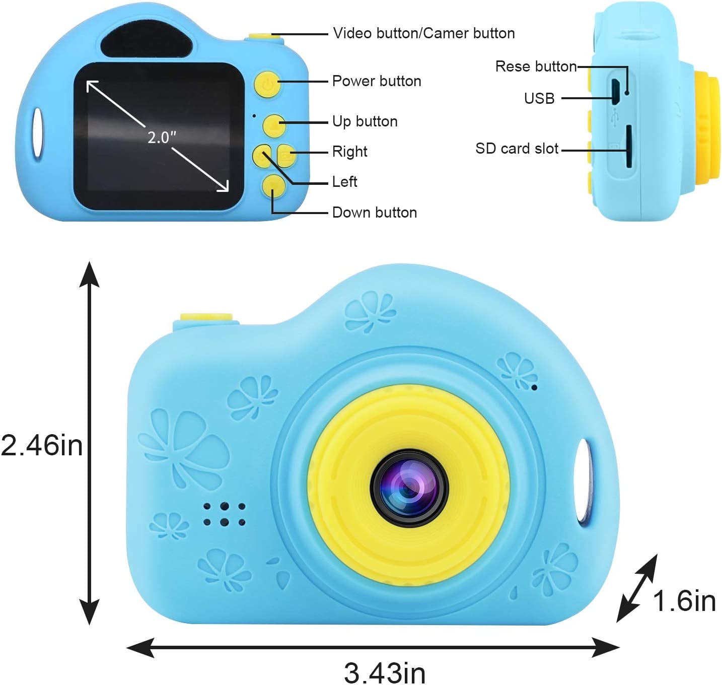 Kids Camera,Digital Video Camera for 3-10 Years Old Girls Boys,32Gb SD Card Rechargeable Battery Compact Cameras for Children Birthday (Blue)