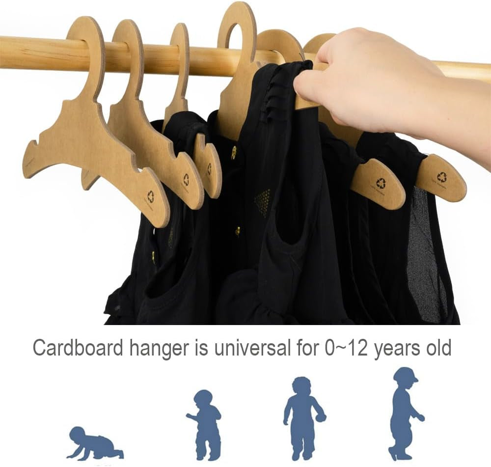 Baby Hangers for Nursery Closet Storage 11" save Space Kids Hangers for Infant Children,Non-Slip Toddler Clothes Pants Hangers for Boy Girl Newborn ECO Cardboard Hanger Garment Display 30 Pack