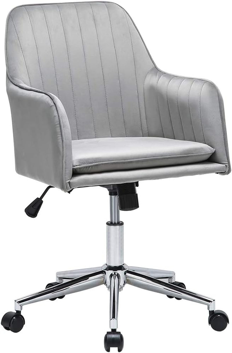 Home Office Chair, Velvet Desk Task Chair Furniture Adjustable Swivel Computer Desk Chair Soft Comfortable Executive Chair for Home Office, Bedroom, Living Room, Grey