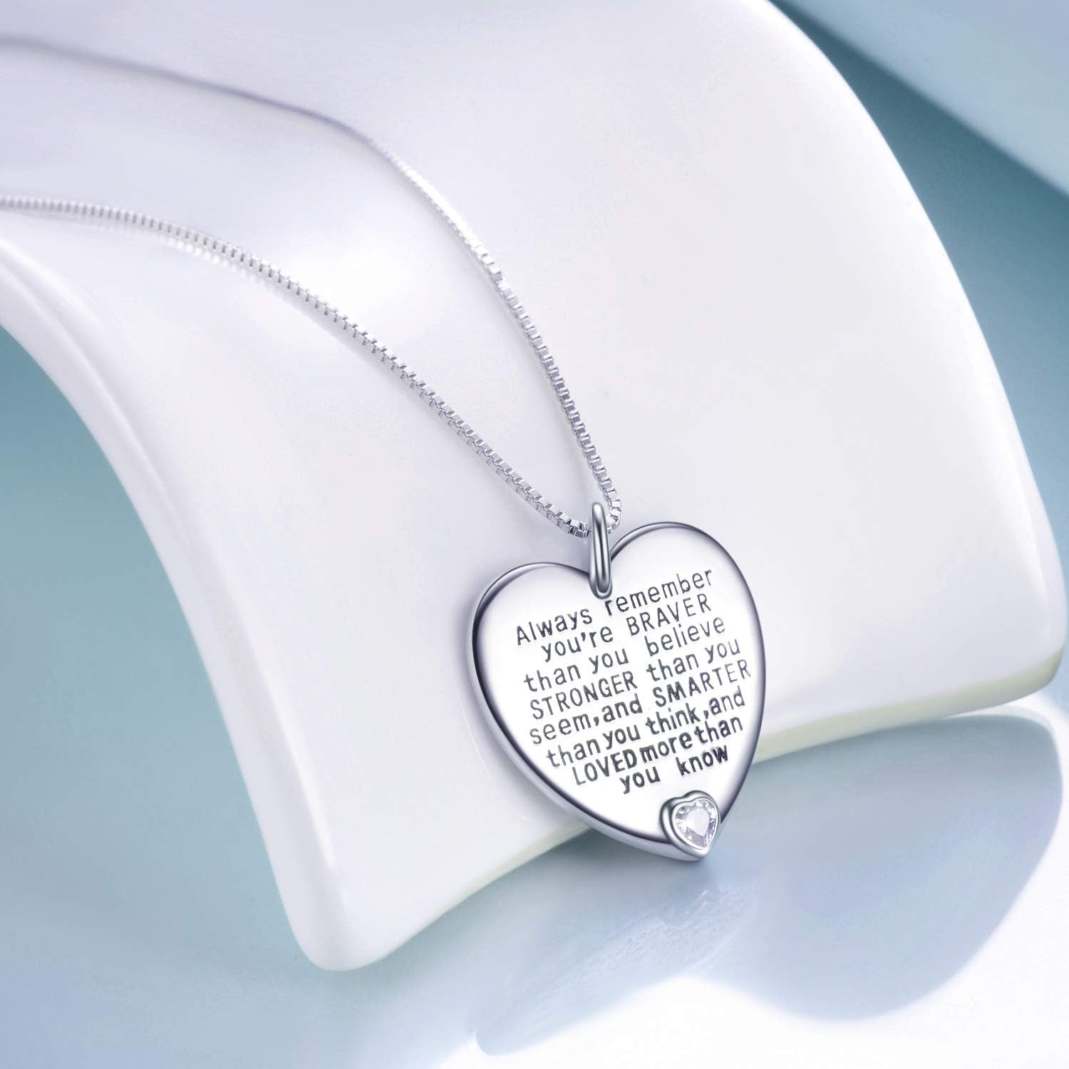 Sterling Silver Always Remember You Are Braver than You Believe Jewelry Pendant Necklace Inspirational Gifts