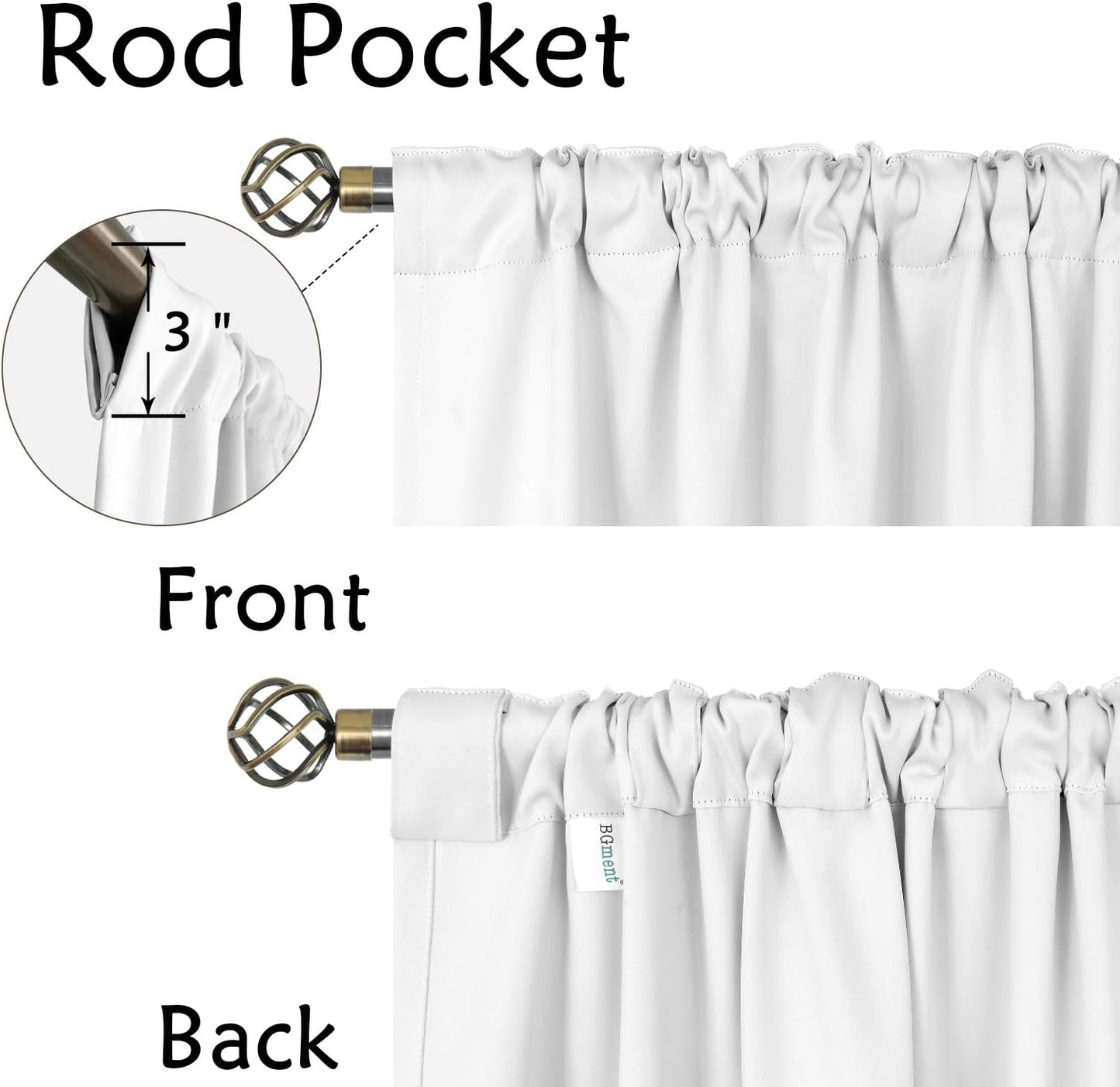 Rod Pocket and Back Tab Blackout Curtains for Bedroom - Thermal Insulated Room Darkening Curtains for Living Room , 2 Window Curtain Panels ( 42 X 63 Inch, Greyish White )