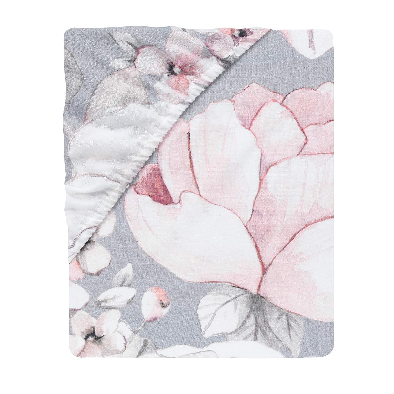 Signature Botanical Baby Watercolor Floral Cotton Crib Sheet - Gray